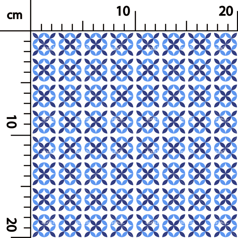291. Flowers tile version III in blue