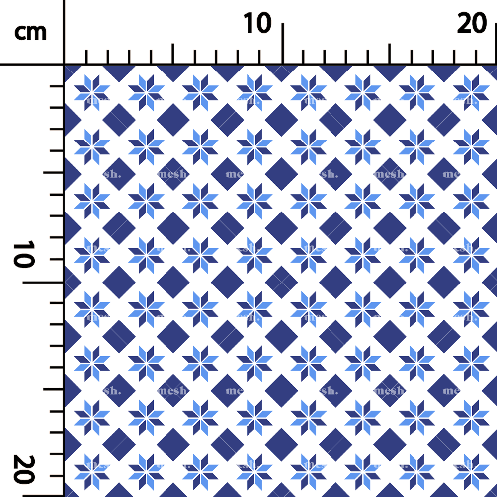 294. Flowers tile version II in blue