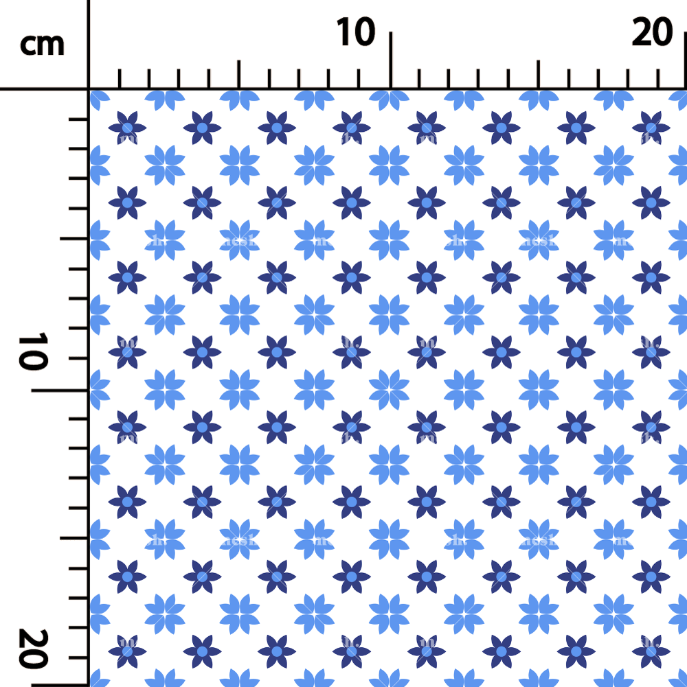 321. Flowers tile version I in blue