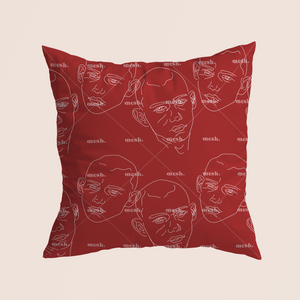 Man faces colour in red pattern design printed on recycled fabric canvas mockup