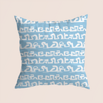 Load image into Gallery viewer, Egyptian moves in blue pattern design printed on recycled fabric canvas mockup
