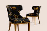 Load image into Gallery viewer, Human expressions in black recycled fabric upholstery
