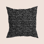 Load image into Gallery viewer, bubbles black &amp; white in inverse pattern design printed on recycled fabric pillow mockup
