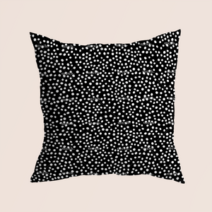 bubbles black & white in inverse pattern design printed on recycled fabric pillow mockup
