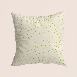 Messy dots in green on beige pattern design printed on recycled fabric canvas mockup