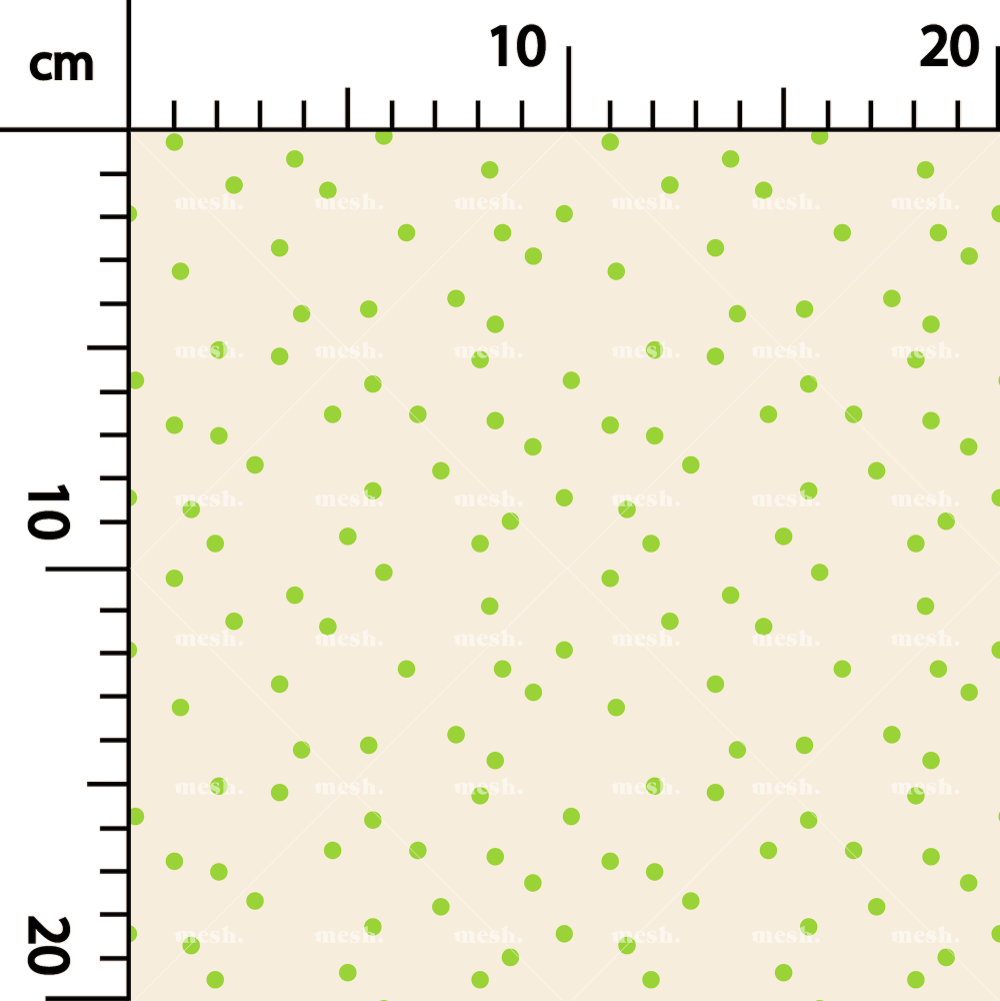 431. Messy dots in green on beige
