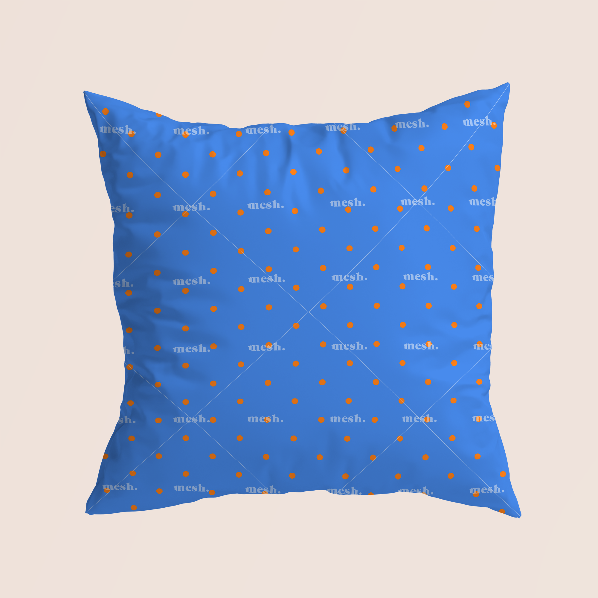 Trivial dots trendy in blue pattern design printed on recycled fabric pillow
