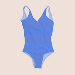 Load image into Gallery viewer, Trivial dots trendy in blue pattern design printed on recycled fabric swimwear
