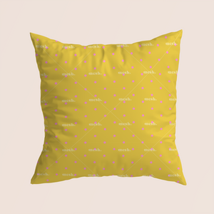 Trivial dots trendy in yellow pattern design printed on recycled fabric pillow
