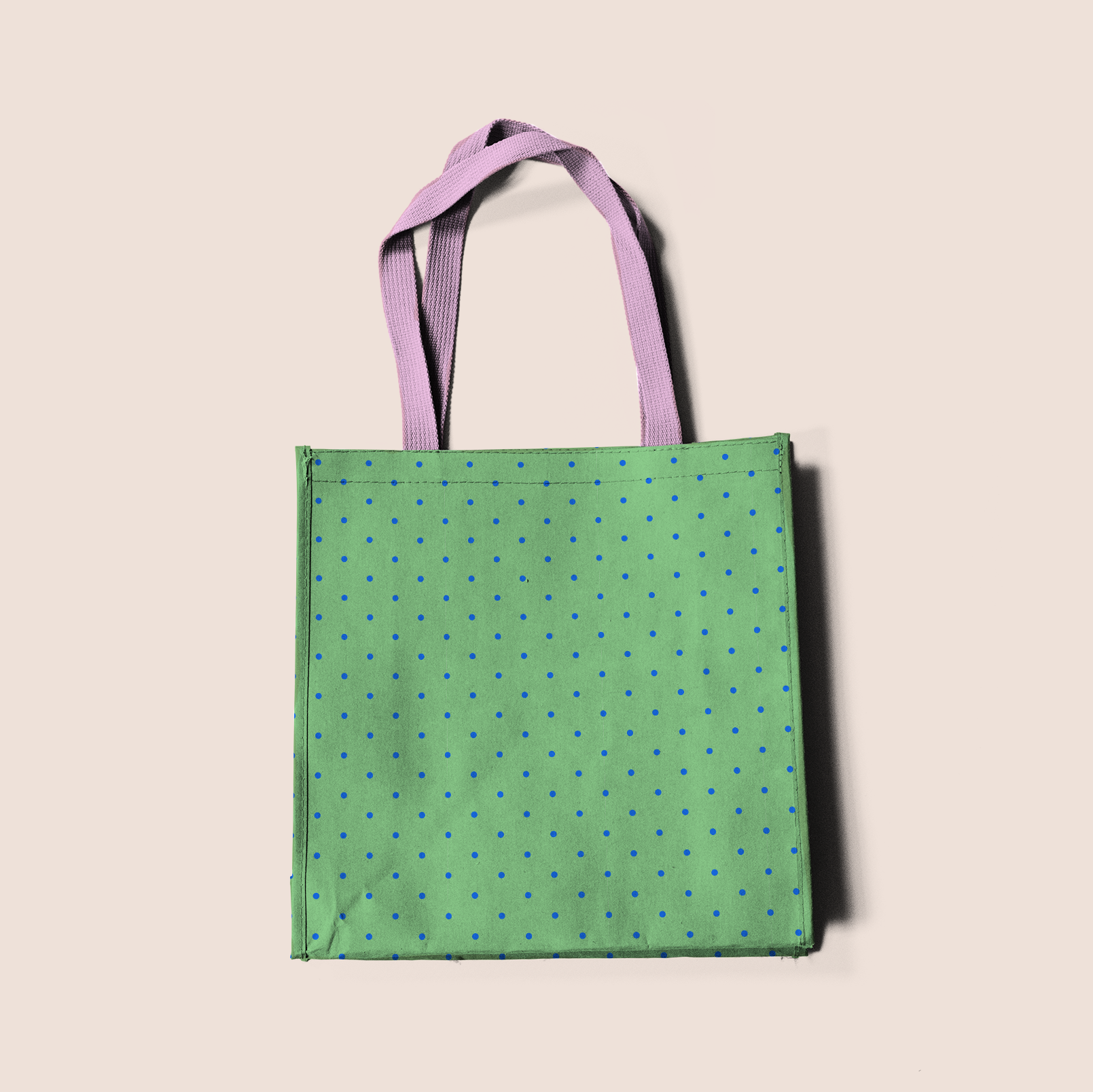 Trivial dots trendy in green pattern design printed on recycled fabric bags