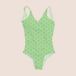 Load image into Gallery viewer, Trivial dots trendy in green pattern design printed on recycled fabric swimwear
