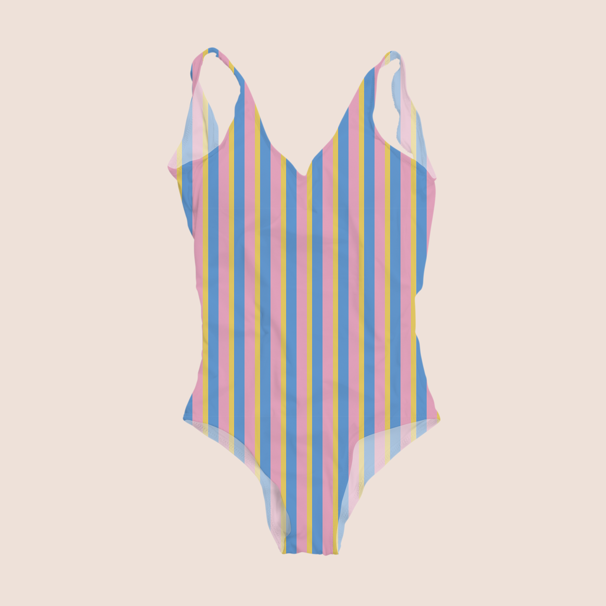 Coloured stripes version IV in pink pattern design printed on recycled fabric lycra mockup