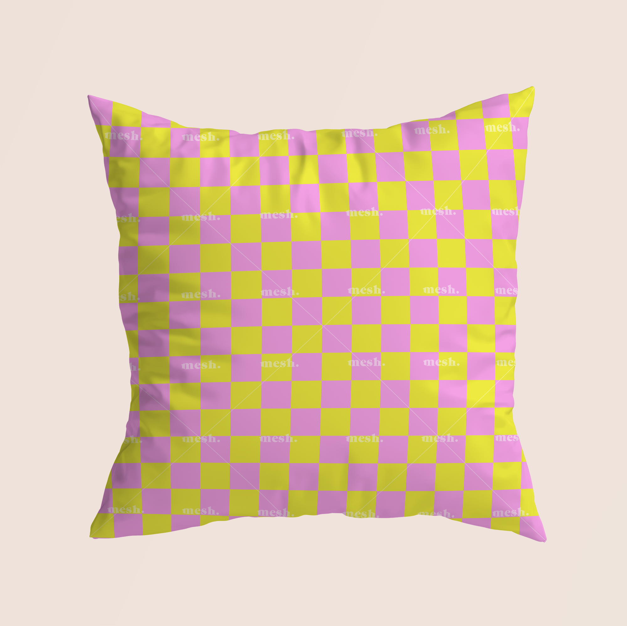 Chess mood in pink and yellow pattern design printed on recycled fabric canvas mockup