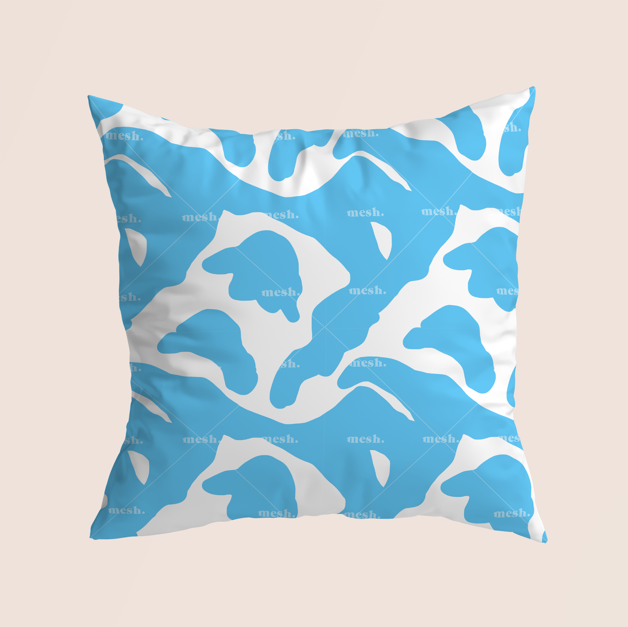 Blue spots in blue pattern design printed on recycled fabric canvas mockup