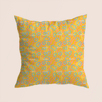 Load image into Gallery viewer, Modern flowers in yellow pattern design printed on recycled fabric canvas mockup
