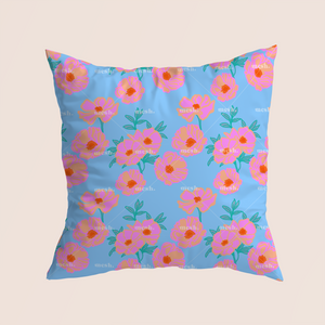Floral dream digital trendy in blue pattern design printed on recycled fabric home decor mockup