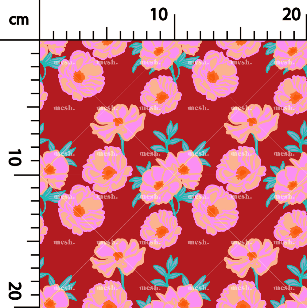 480. Floral dream digital trendy in red