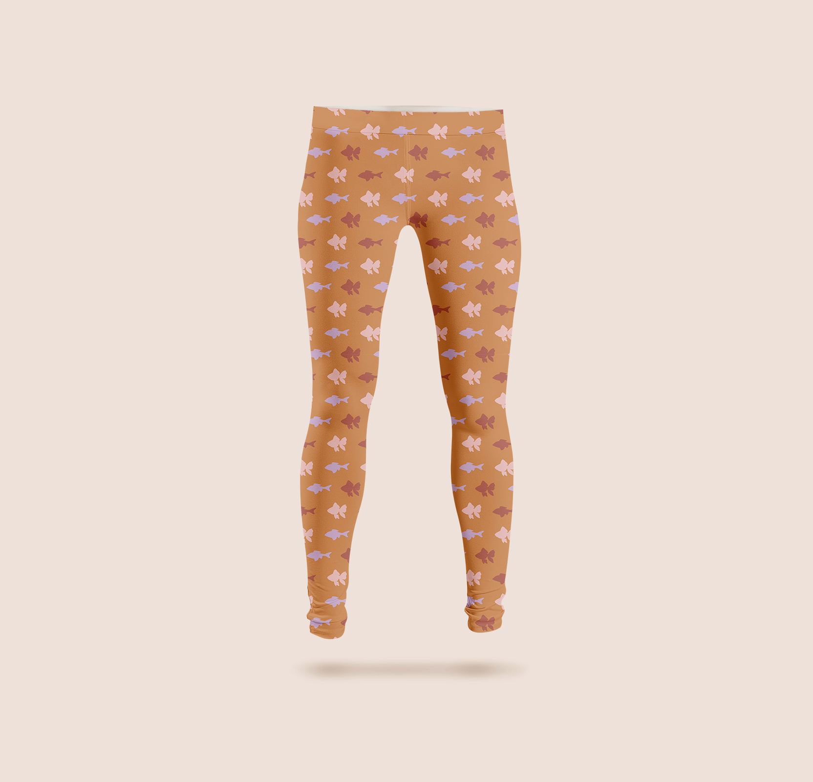 Under the sea coloured in brown pattern design printed on recycled fabric leggings