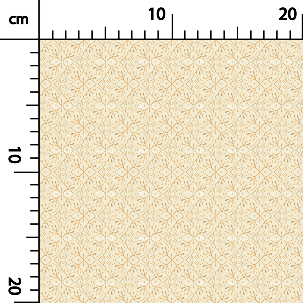 Golden arabesque in beige pattern design printed on recycled fabric sample