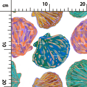 62. Coloured seashells in white
