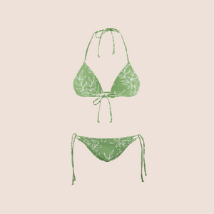 Minimalist nature in green pattern design printed on recycled fabric lycra mockup