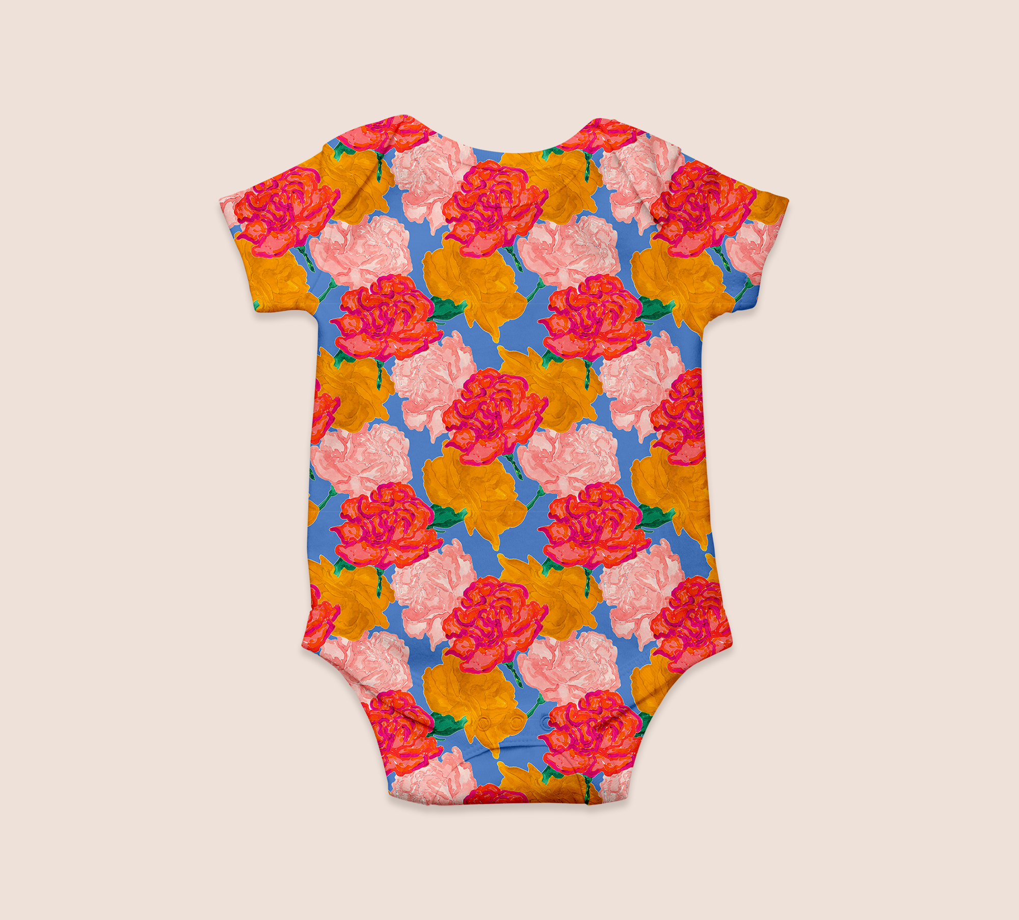 Coloured carnations in blue recycled fabric baby newborn