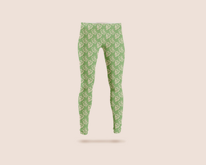 Butterflies on colours in green pattern design printed on recycled fabric lycra mockup