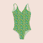 Load image into Gallery viewer, Tropical feel in green pattern design printed on recycled fabric swimwear

