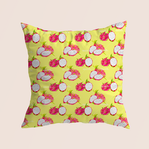 Dragon fruit big in yellow pattern design printed on recycled fabric home decor mockup