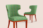 Load image into Gallery viewer, Tropical feel in green pattern design printed on recycled fabric upholstery
