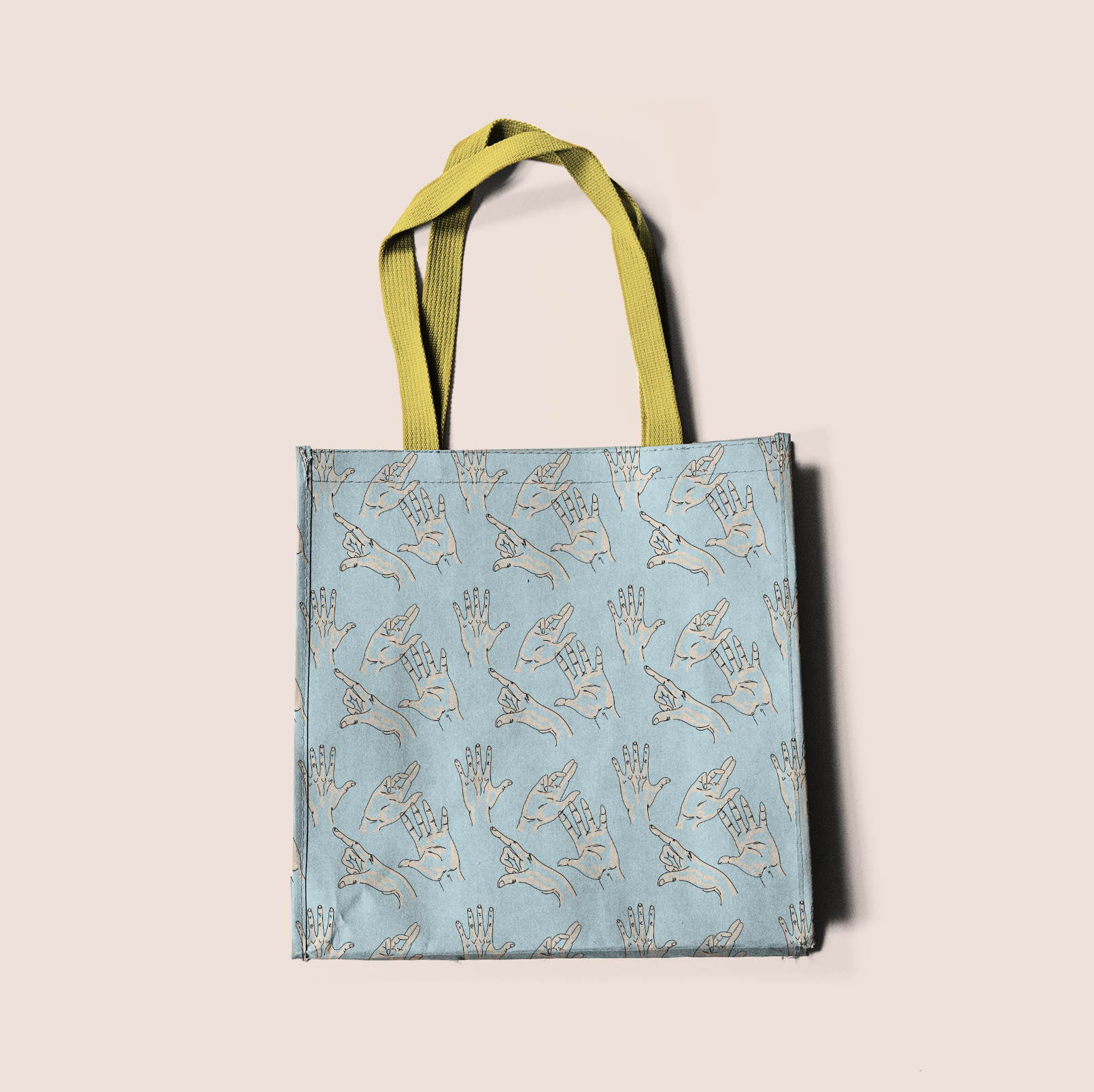 Gestures highlight in blue recycled fabric bags