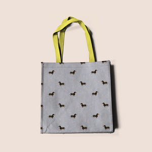 Dogs dachshund affair in grey recycled fabric bags