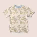Load image into Gallery viewer, Gestures highlight in beige recycled fabric t-shirt mockup
