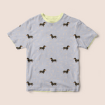 Load image into Gallery viewer, Dogs dachshund affair in grey recycled fabric apparel
