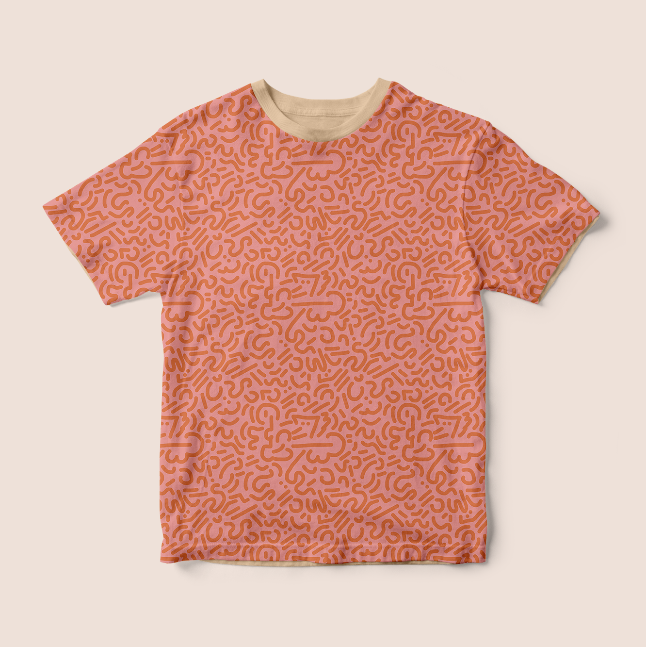 Art millennial II pattern design on recycled fabric t-shirt mockup