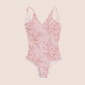 Minimal nature in pink printed recycled fabric in swimwear