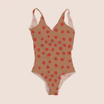 Load image into Gallery viewer, Modern mini bubbles in red recycled fabric swimwear
